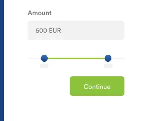 Deposit amount entry screen